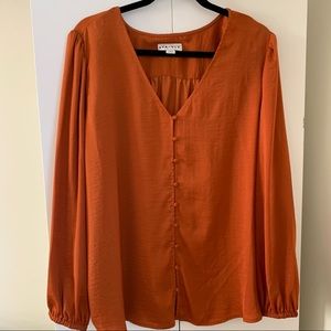 Flowy silk feel blouse rust orange ava viv
